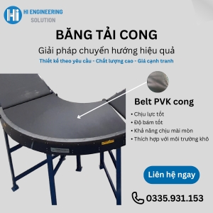 Băng tải cong sử dụng belt PVK